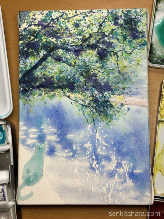 wip of watercolour painting, 水彩画の途中