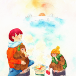 『冬の焼き餅』“Rice Cake in Winter” 30x21cm 冬の焼き餅 | Rice Cake in Winter