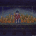 『雨宿り』“Waiting” 34×48cm 雨宿り | Waiting