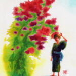 Looking for the Shade | 日陰を求めて watercolor on paper 2017 Sen Kitahara 透明水彩、水彩紙 2017 北原 千 Looking for the Shade | 日陰を求めて